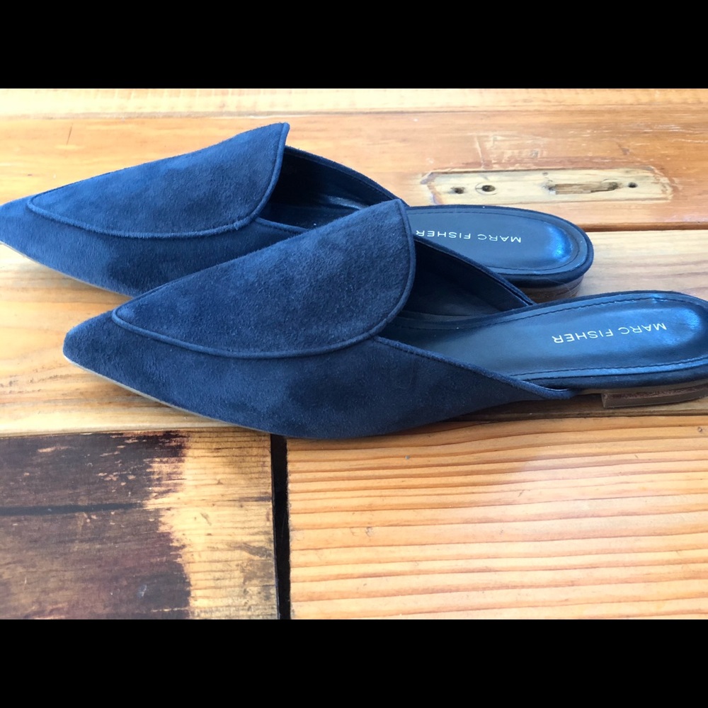 Marc Fisher Navy Slip On Mules